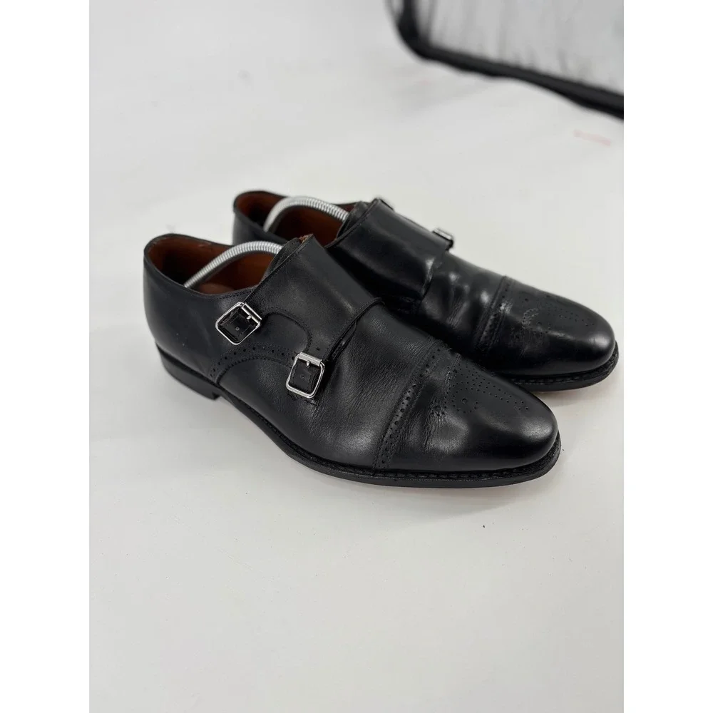 Allen Edmonds St. Johns Mens Black Leather Double Monk Strap Brogue Shoes